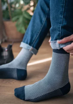 Montlimart CHAUSSETTES CHEVRON MARINE/GRIS CLAIR Marine/GrisClair New