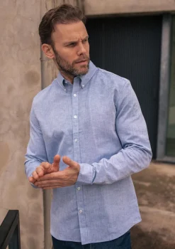 Montlimart CHEMISE CENTRE-LIN BLEU MARINE BleuMarine Fashion