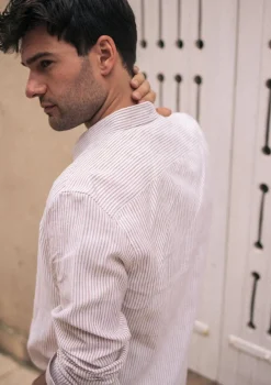 Montlimart CHEMISE CENTRE-LIN TERRACOTTA RAYURES TerracottaRayures Cheap