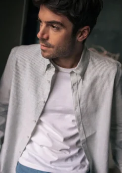 Montlimart CHEMISE CENTRE-LIN VERT RAYURES VertRayures Cheap