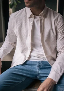 Montlimart CHEMISE CENTRE-VILLE TEXTURE BEIGE RAYURE TextureBeigeRayure Clearance