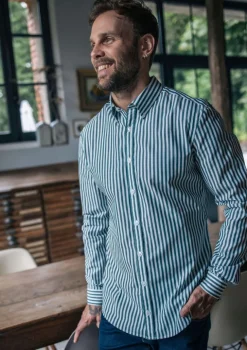 Montlimart CHEMISE SAINT PAUL VERT RAYURES VertRayures Clearance