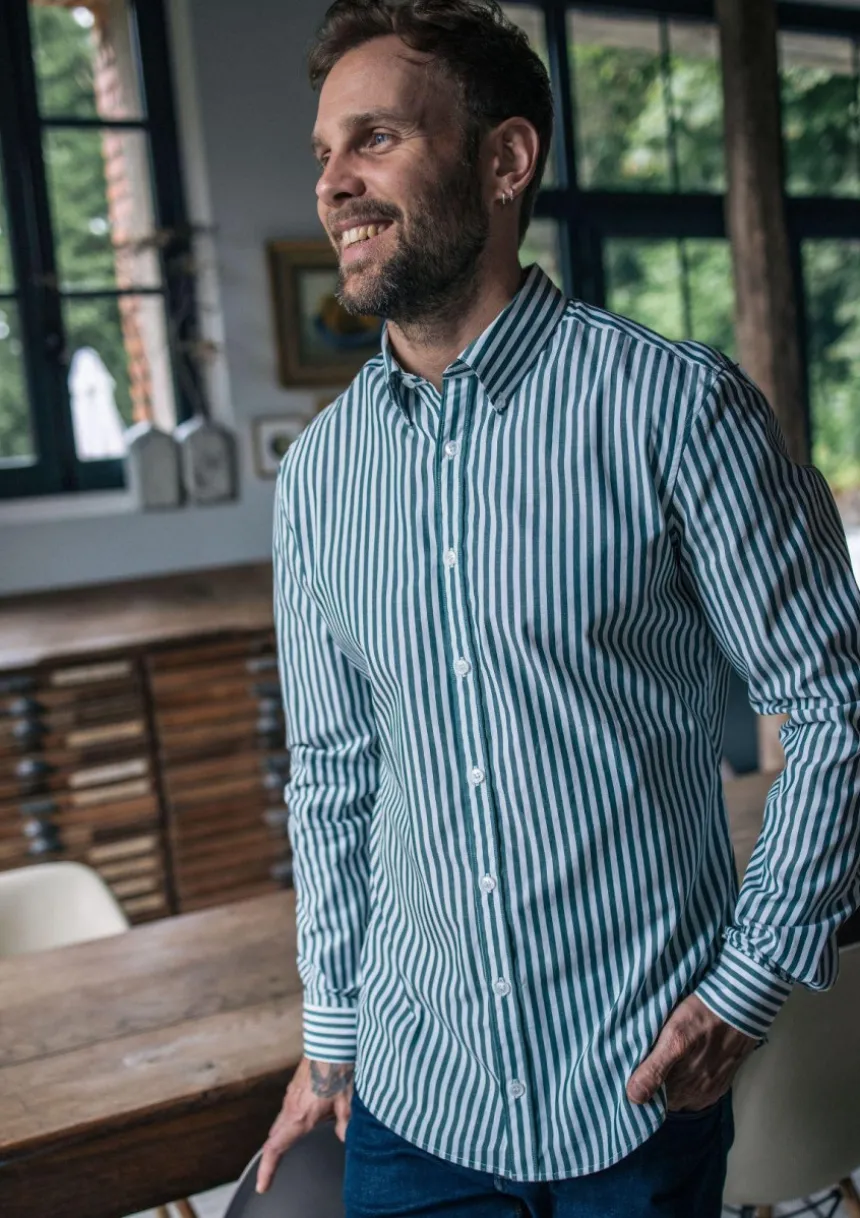 Montlimart CHEMISE SAINT PAUL VERT RAYURES VertRayures Clearance