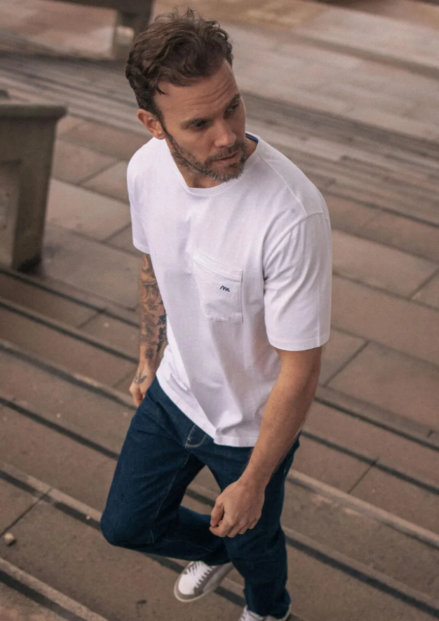 Montlimart T-SHIRT INITIAL Blanc Discount